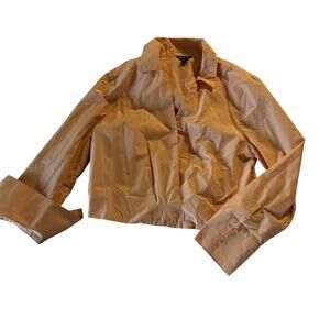 Versona Orange Linen V Neck Pleated Blouse Women's Size L